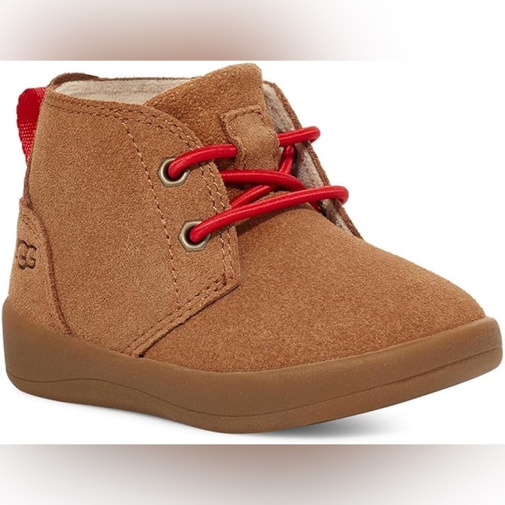 UGG baby Brown Boots with Vibrant Red Laces